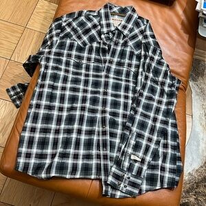 Men's Miller Ranch Cinch Black Plaid Road to The Horse Rodeo Western Shirt Lg